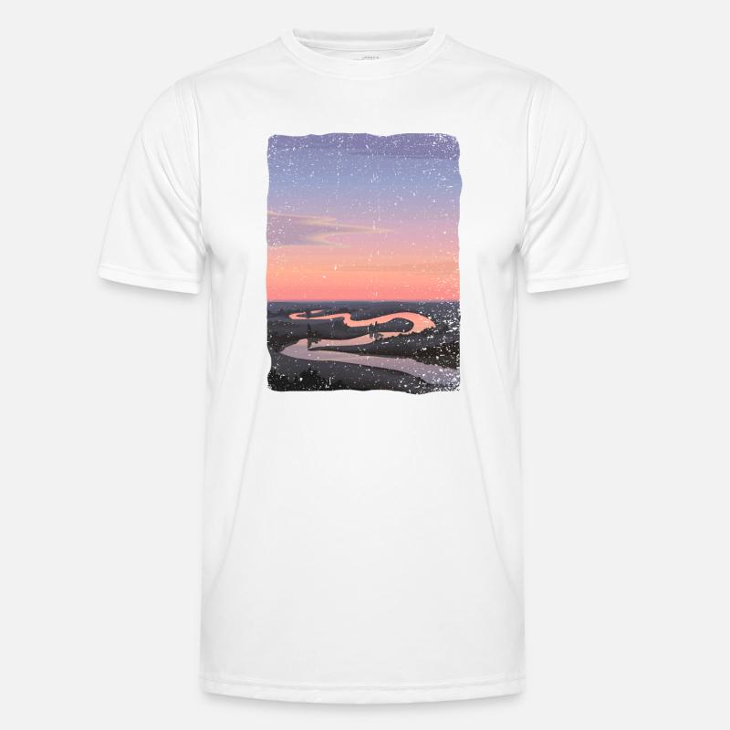 Rivière reflétée dans le coucher du soleil T-shirt sport Homme