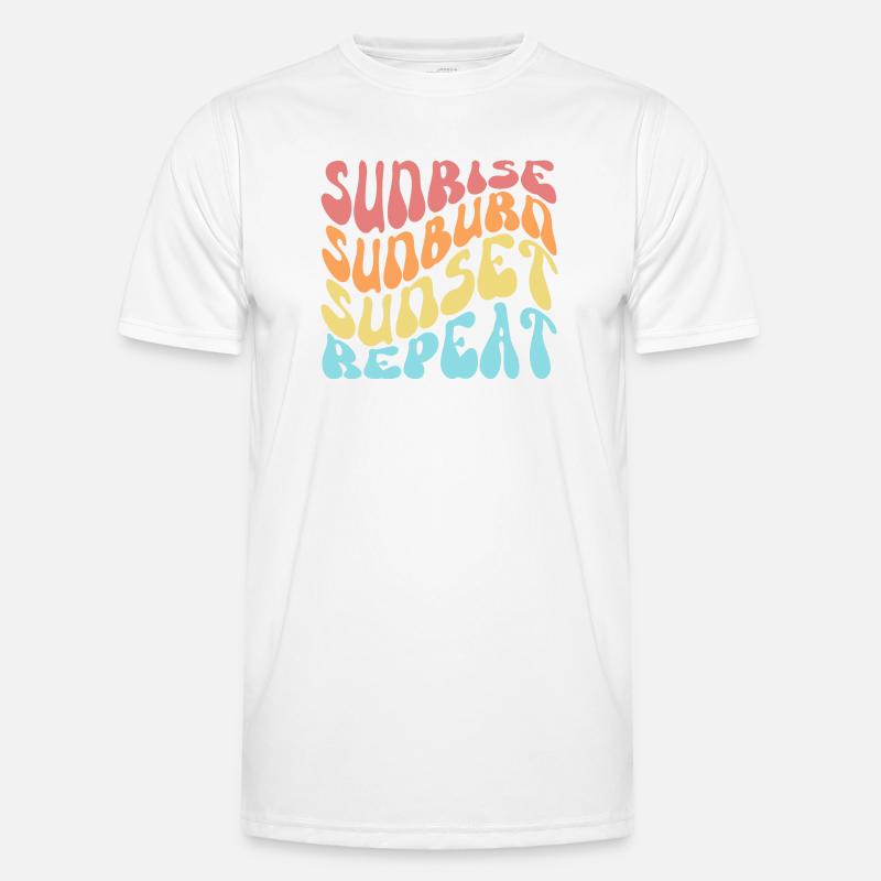 Sunrise Sunburn Sunset Repeat Groovy Wavy Men's Functional T-Shirt