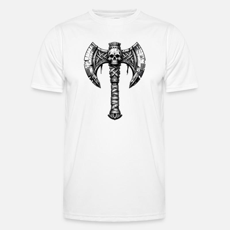 Axe throwing axe skull design - Men's Functional T-Shirt - white