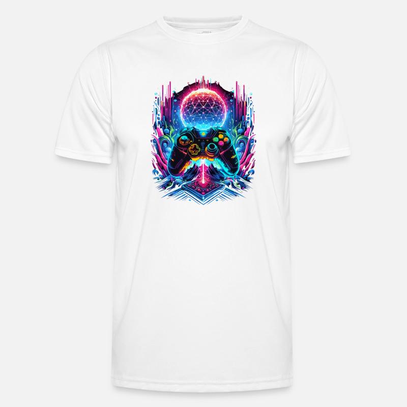 Synthwave Cyberpunk Gaming Controller Männer Funktions-T-Shirt