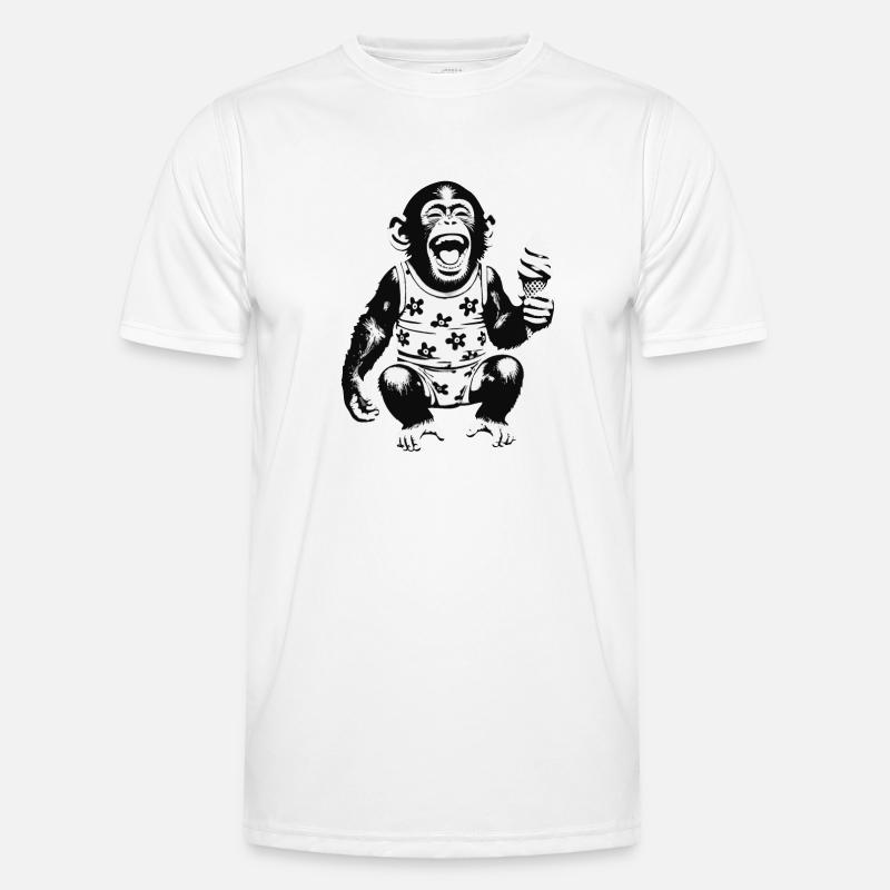 Lachendes Äffchen mit Eis - Männer Funktions-T-Shirt - Weiß