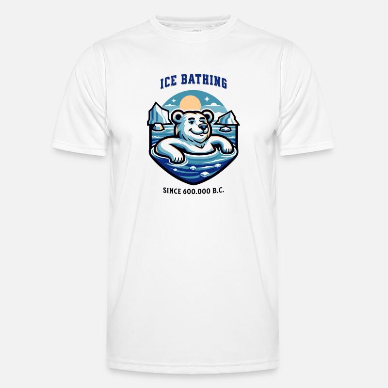 relaxter Eisbär beim Eisbaden lustiger Spruch - Männer Funktions-T-Shirt - Weiß