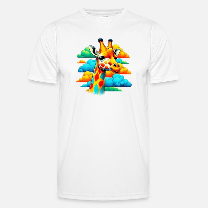 Giraffe with head in cloud clouds Men's Functional T-Shirt