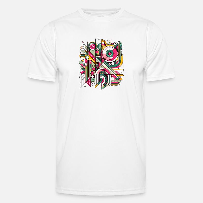 Neon Geometry — Hypergrid Männer Funktions-T-Shirt