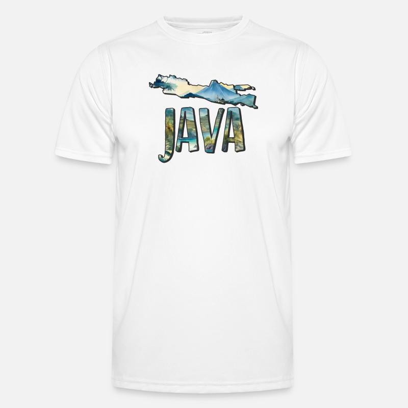 Aquarell Landkarte Java Männer Funktions-T-Shirt