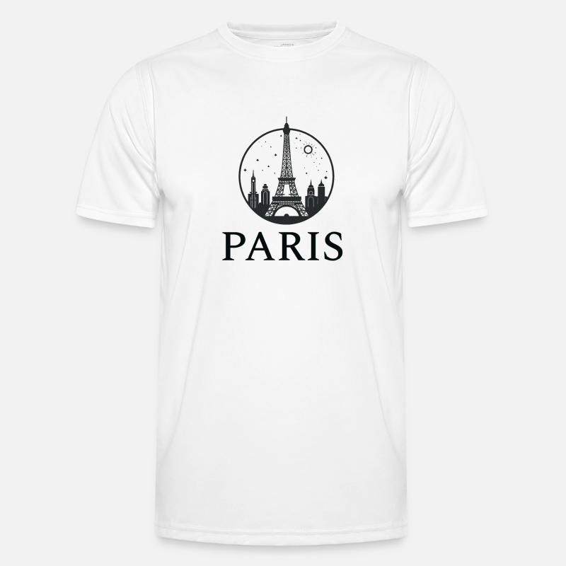 Paris Eiffel Tower silhouette in a circle - Men's Functional T-Shirt - white