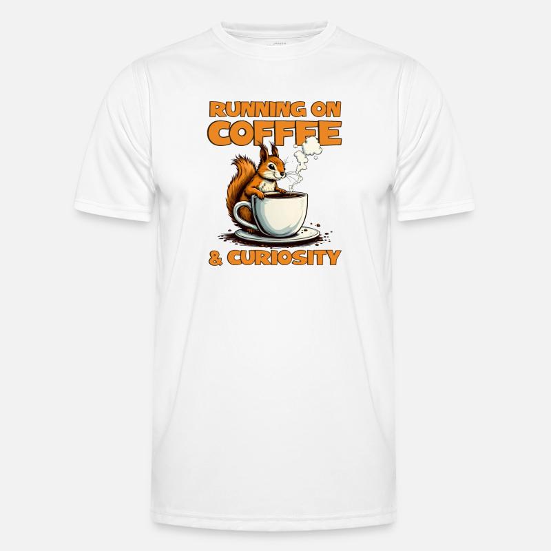 Mit Kaffee und Neugier – Eichhörnchen Kaffee Männer Funktions-T-Shirt