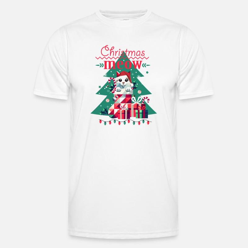 Chat espiègle en bas - Style de Noël laid T-shirt sport Homme