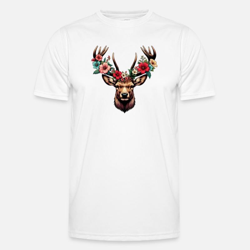 Cerf avec des fleurs T-shirt sport Homme