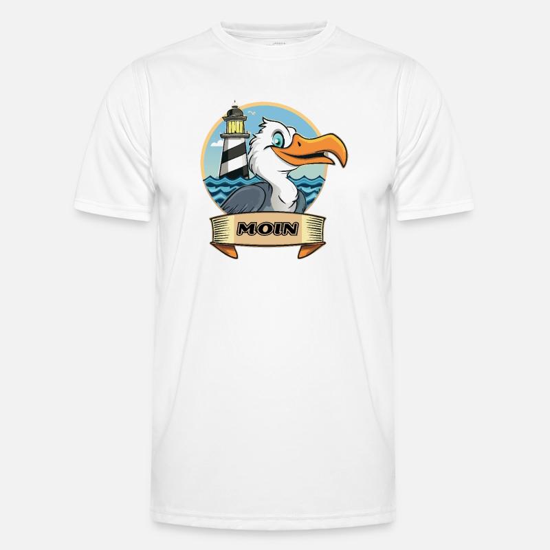 Moin -Möve with lighthouse - Men's Functional T-Shirt - white
