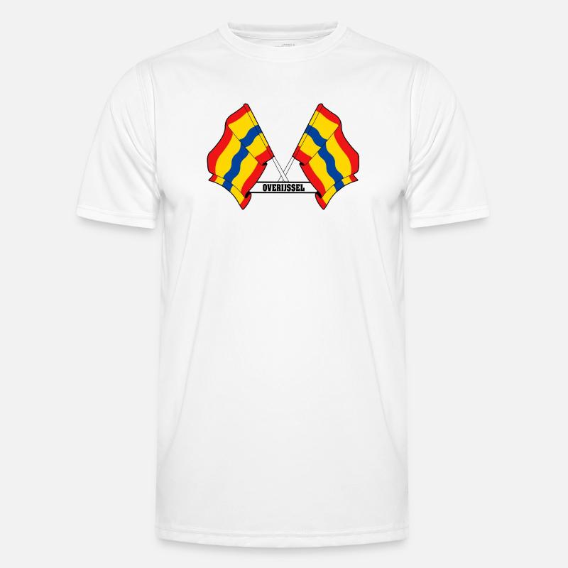 Two flags text OVERIJSSEL - Men's Functional T-Shirt - white