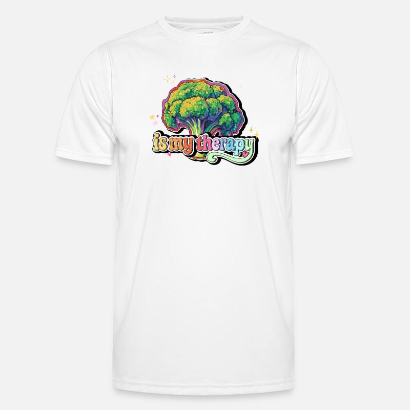 Brokkoli is my therapy - Männer Funktions-T-Shirt - Weiß