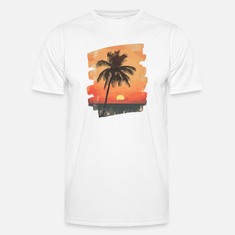 Palm Tree Sunset Summer Sun - Men's Functional T-Shirt - white