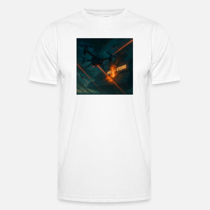Futuristic Air Base Attack Image Men's Functional T-Shirt