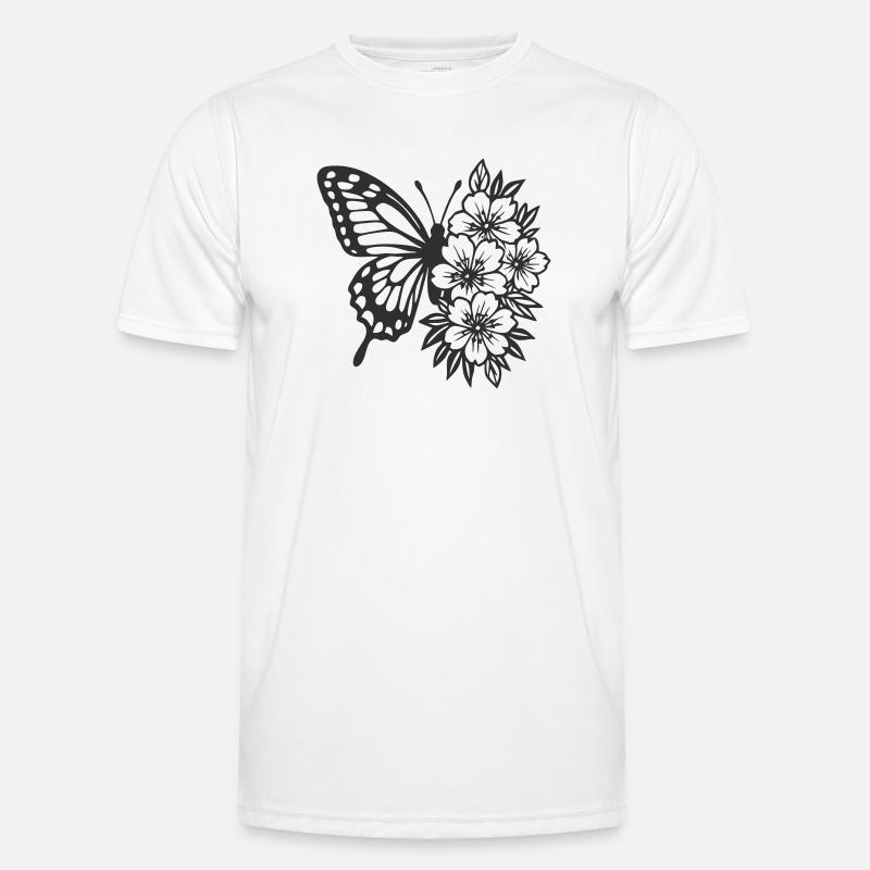 Composition élégante de papillon et de fleurs T-shirt sport Homme