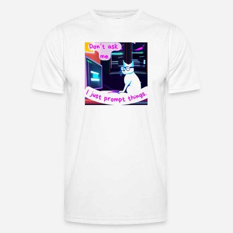 Frag mich nicht, ich fordere nur Dinge auf – Grumpy AI Cat Männer Funktions-T-Shirt