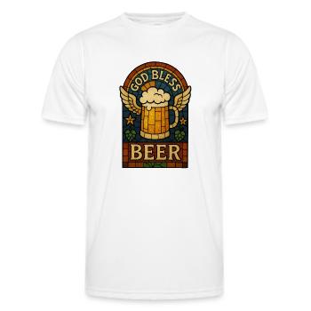God Bless Beer - T-shirt sport Homme - blanc - Devant - AI Model Male 178 dark (178cm)