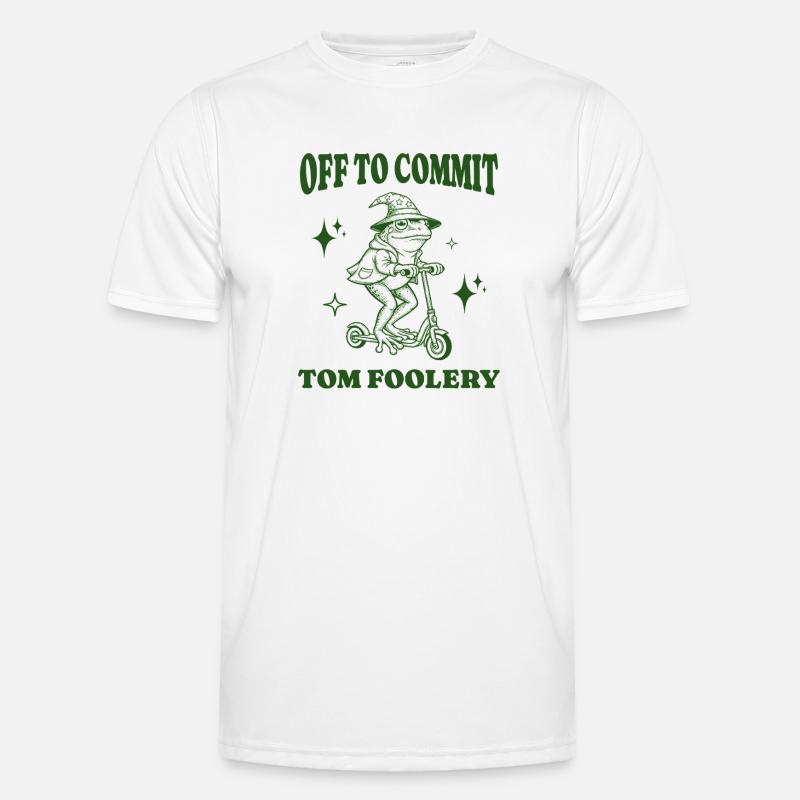 Off To Commit Tom Foolery Funny Frog Illustration - Men's Functional T-Shirt - white