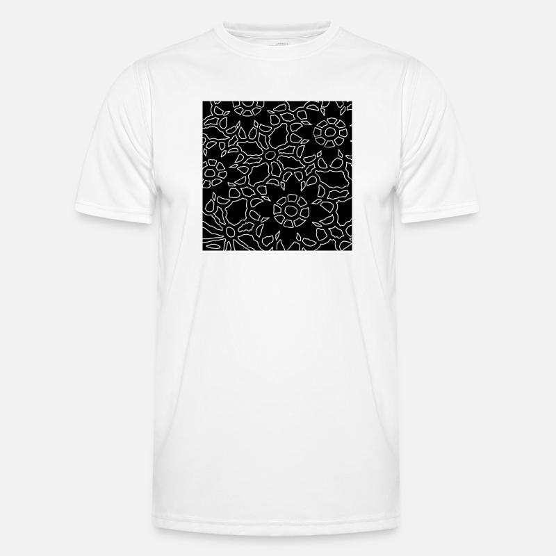 Ingenious Floral Pattern White Black Lace Men's Functional T-Shirt