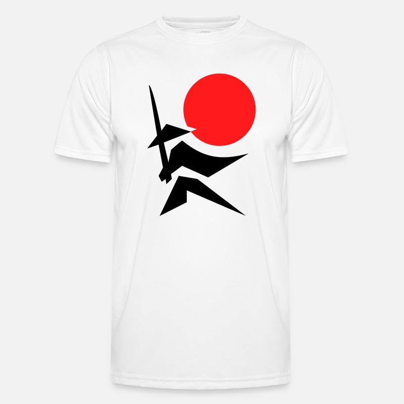Abstraktes Bild mit Samurai Rot Schwarz Männer Funktions-T-Shirt