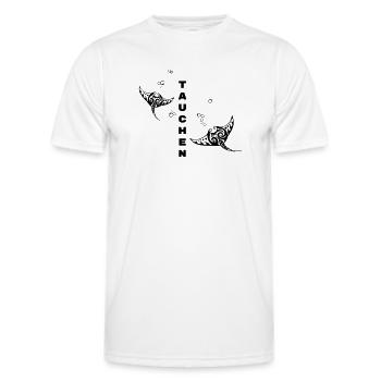 Tauchen – Tribal Manta Rochen Design - Männer Funktions-T-Shirt - Weiß - Vorne - AI Model Male 178 dark (178cm)
