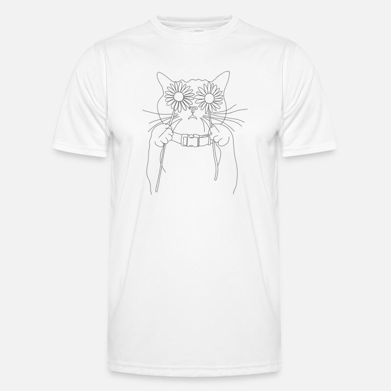 Cat with Daisies Men's Functional T-Shirt