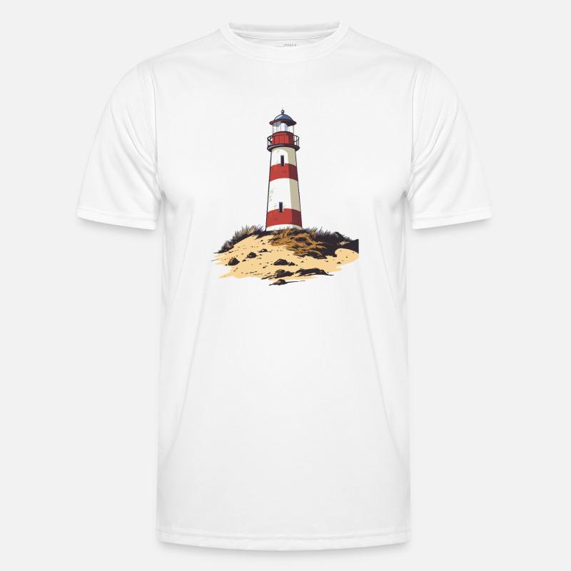 Lighthouse on a rugged coast Men's Functional T-Shirt