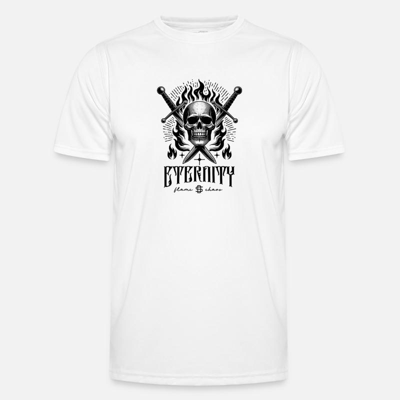 Crâne avec des épées et du feu T-shirt sport Homme