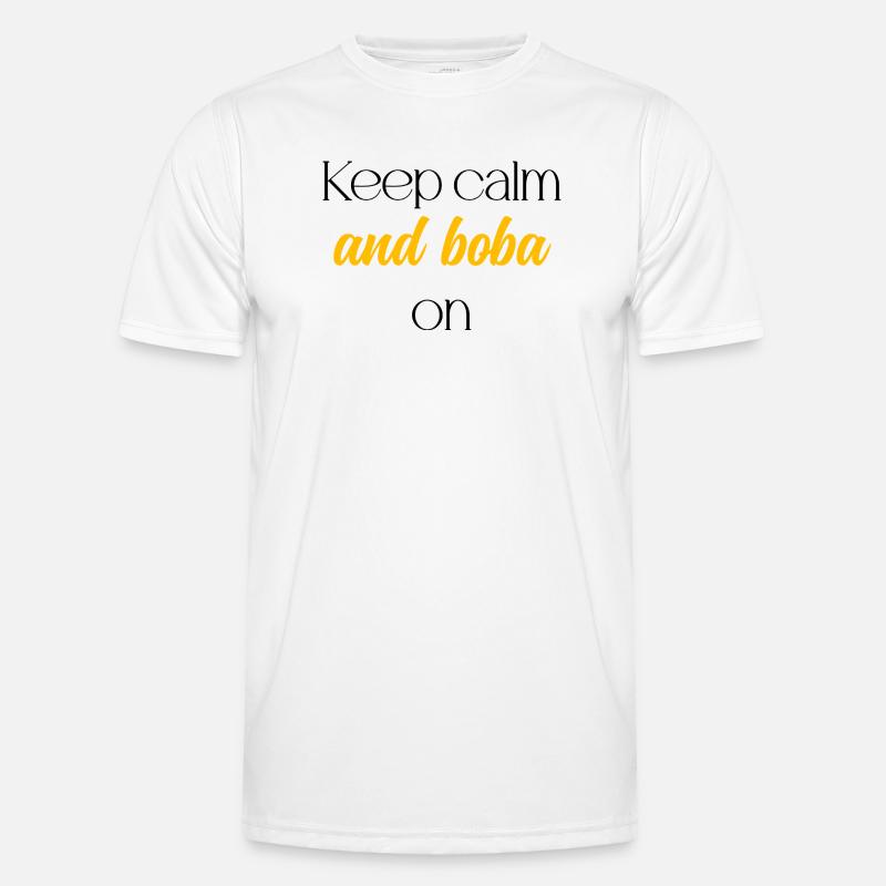 Keep Calm And Boba On Funny Bubble Tea Lover	 Men's Functional T-Shirt