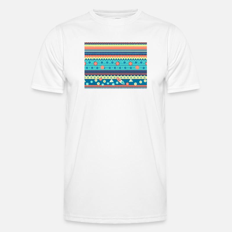 Colorful Boho Winter Pattern Men's Functional T-Shirt