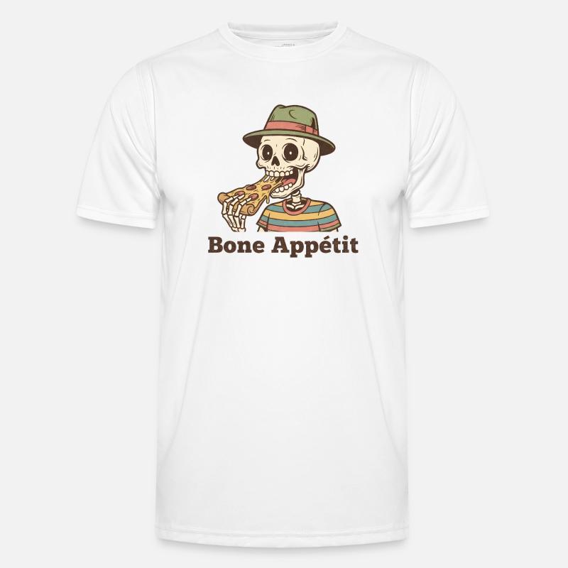 Bone Appétit Skeleton Eats Pizza Men's Functional T-Shirt