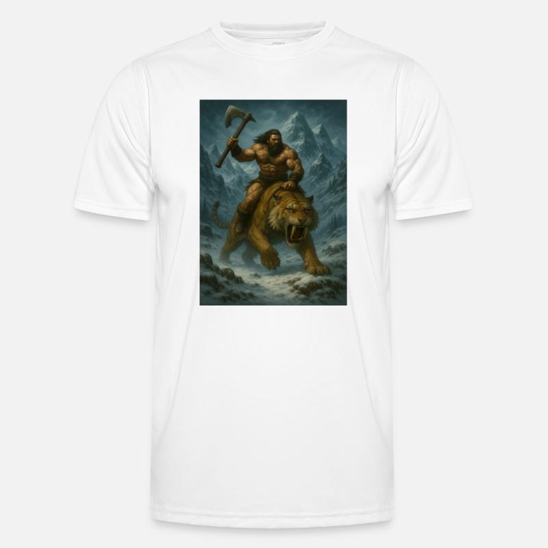 Wild Warrior on Sabertooth Tiger – Art Men's Functional T-Shirt