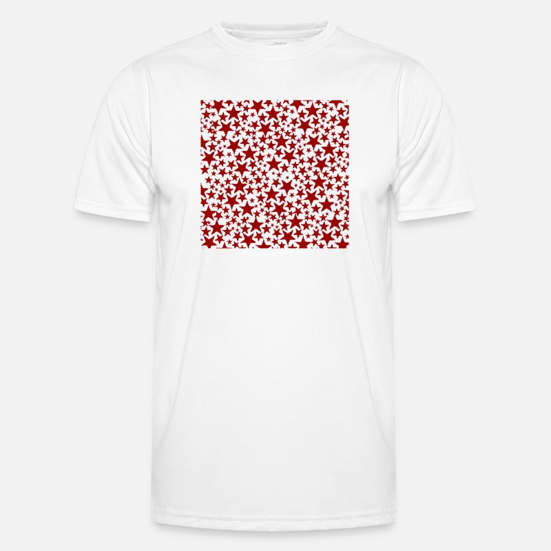 Red star pattern on dark background Men's Functional T-Shirt