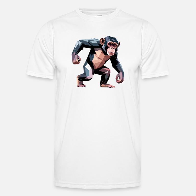 Monkey - Cool Low Poly Logo - Men's Functional T-Shirt - white