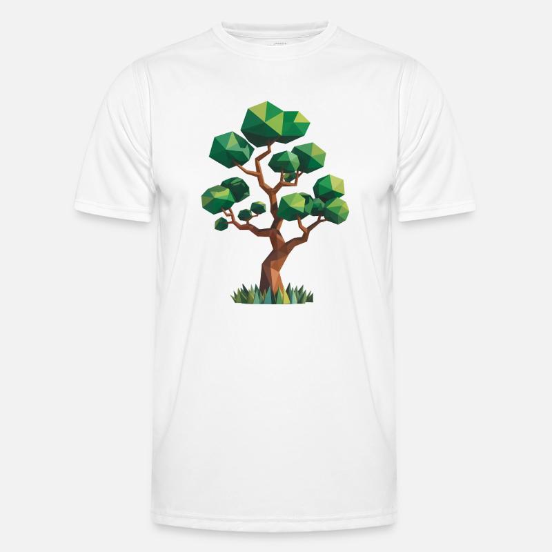 Baum - Cooles Low Poly Logo - Männer Funktions-T-Shirt - Weiß