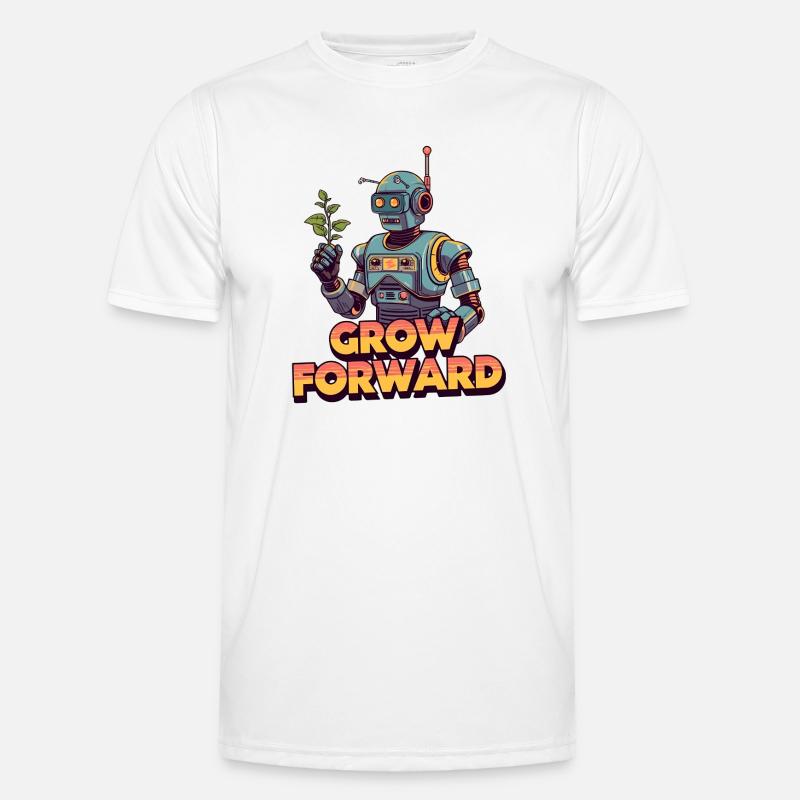 Grow Forward – Retro Sci-Fi Robot - Men's Functional T-Shirt - white