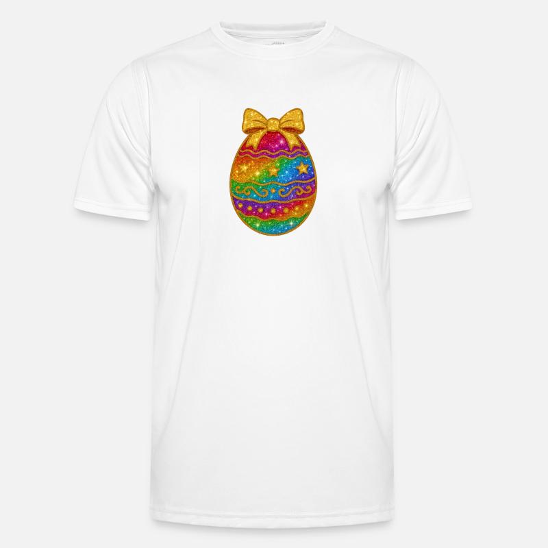 Rainbow Glitter Egg with Bow - Men's Functional T-Shirt - white