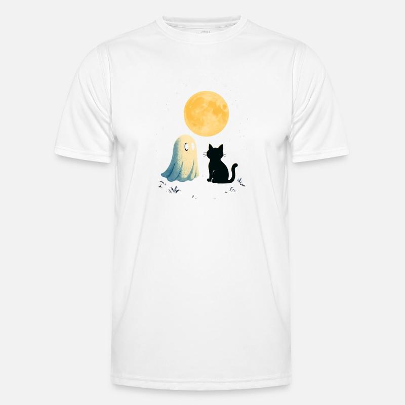 Moonlit Night Ghosts Cat Men's Functional T-Shirt