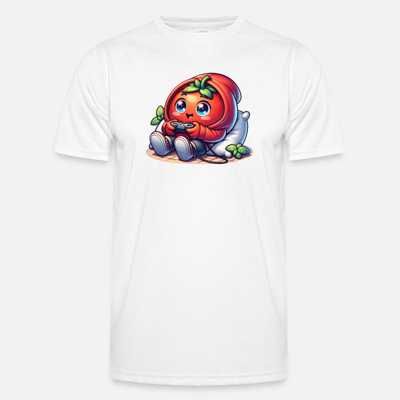 Kawaii Tomate Gamer Mit Controller Chibi Gaming Männer Funktions-T-Shirt