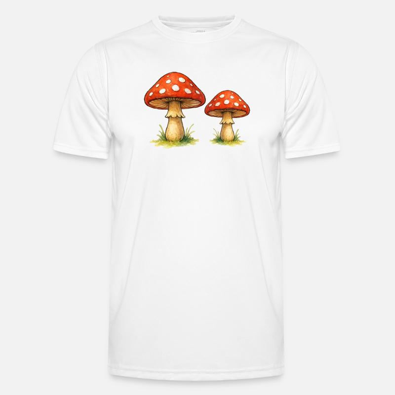 Red toadstools in the grass - Men's Functional T-Shirt - white