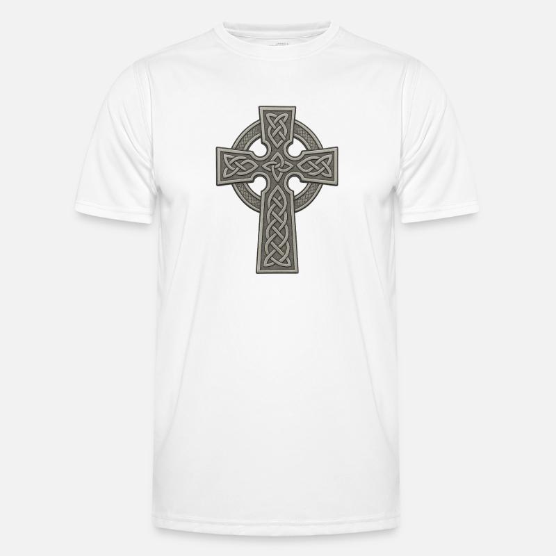 Celtic Cross with Knot Pattern - Men's Functional T-Shirt - white