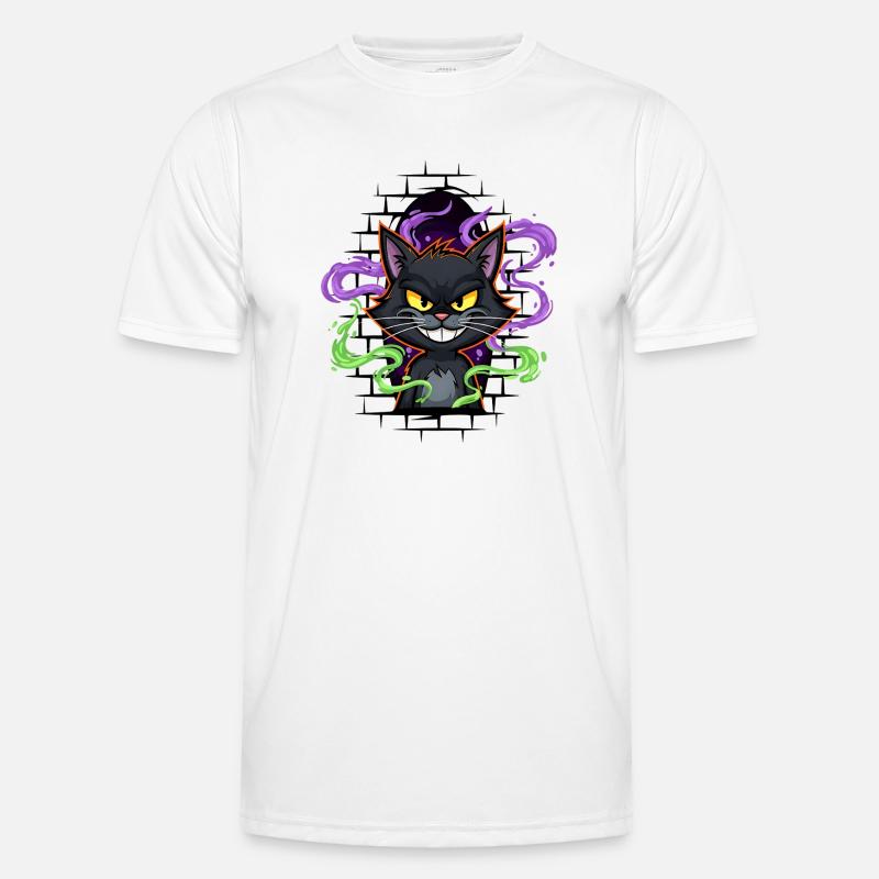 Graffiti Katze Neon Männer Funktions-T-Shirt