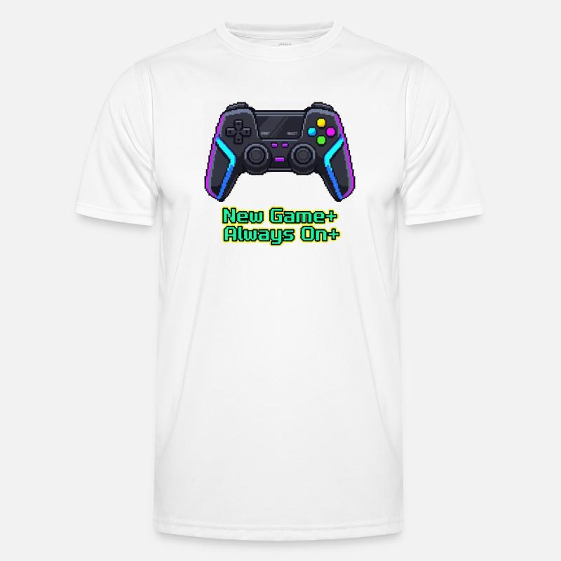 Neon Pixel Controller New Game Plus - Men's Functional T-Shirt - white