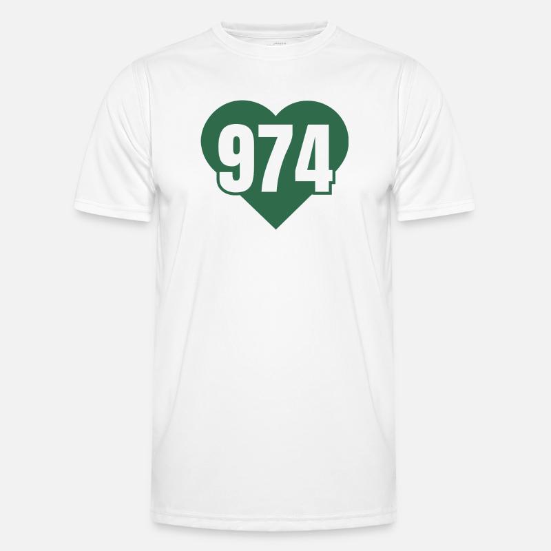 Herz 974 Code Grün Männer Funktions-T-Shirt