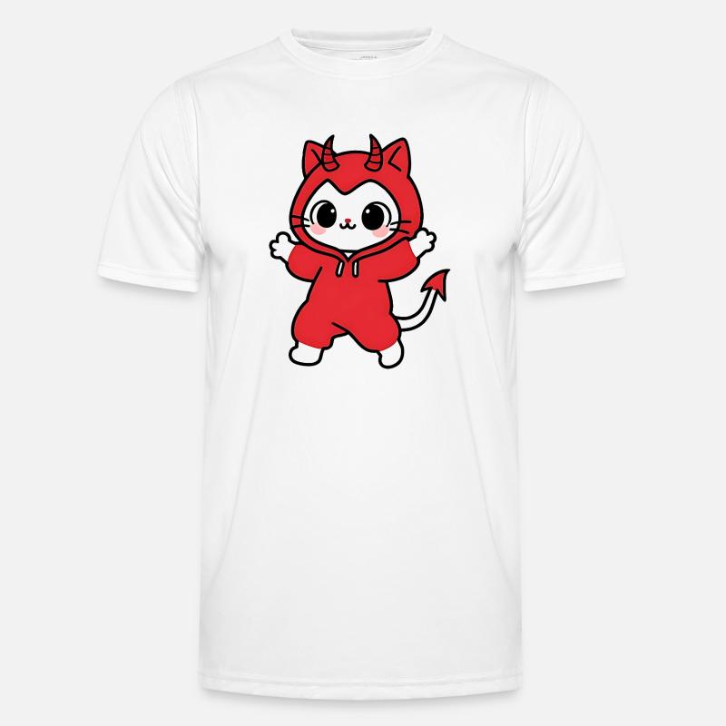 Cat Devil Kapuzenpullover Rot Männer Funktions-T-Shirt