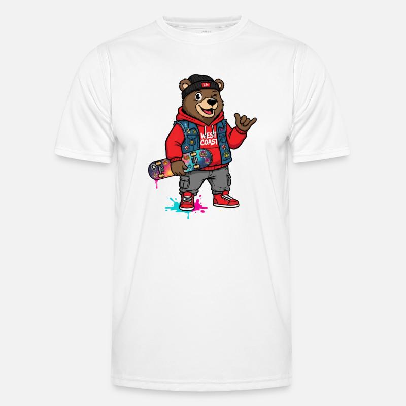 Wave Bear Skateboard Graffiti Pullover Hoodie Men's Functional T-Shirt