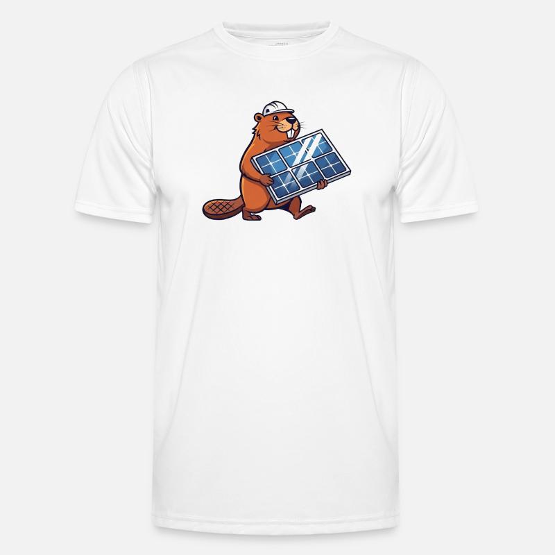 Beaver Installer Solar Panel Engineer Cartoon Men's Functional T-Shirt