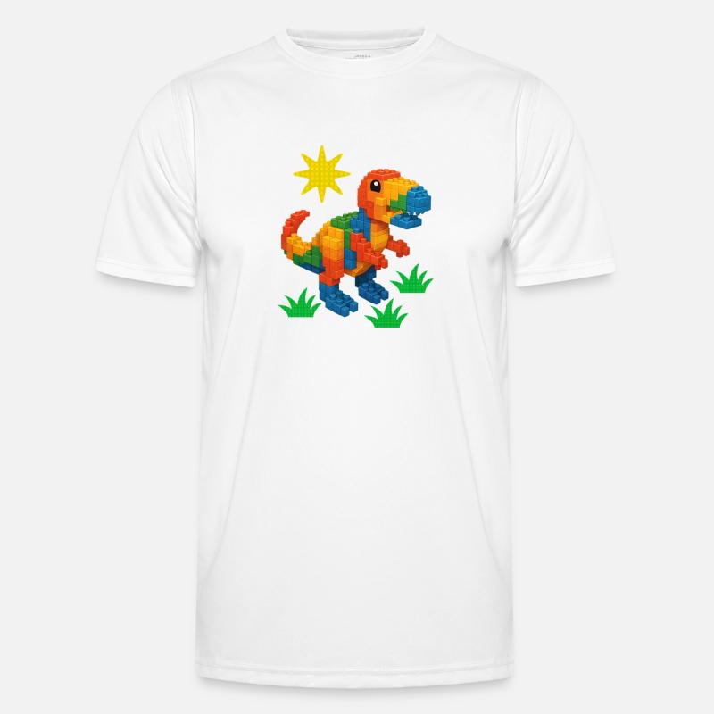 Dinosaur Made Of Bricks Creative Block Builder - Men's Functional T-Shirt - white