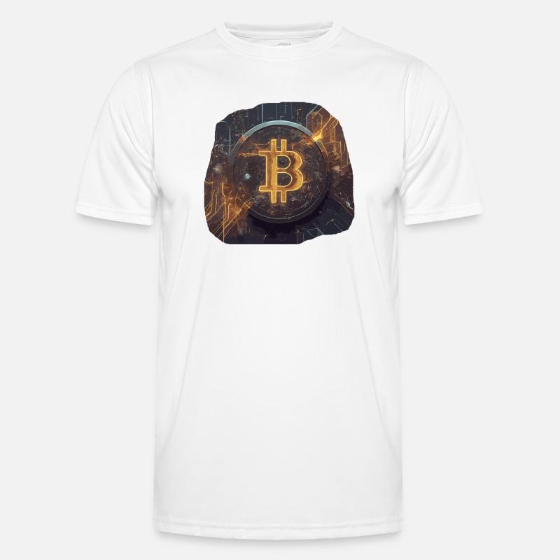 Glowing Bitcoin Artwork Crypto Men's Functional T-Shirt