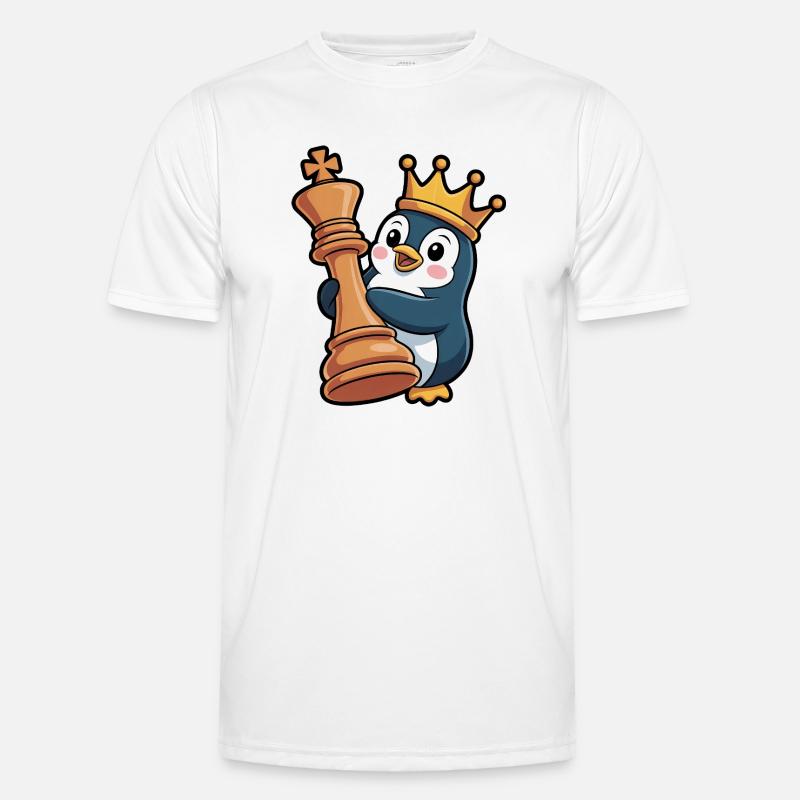 Cute Penguin Chess King Queen Brain Game - Men's Functional T-Shirt - white
